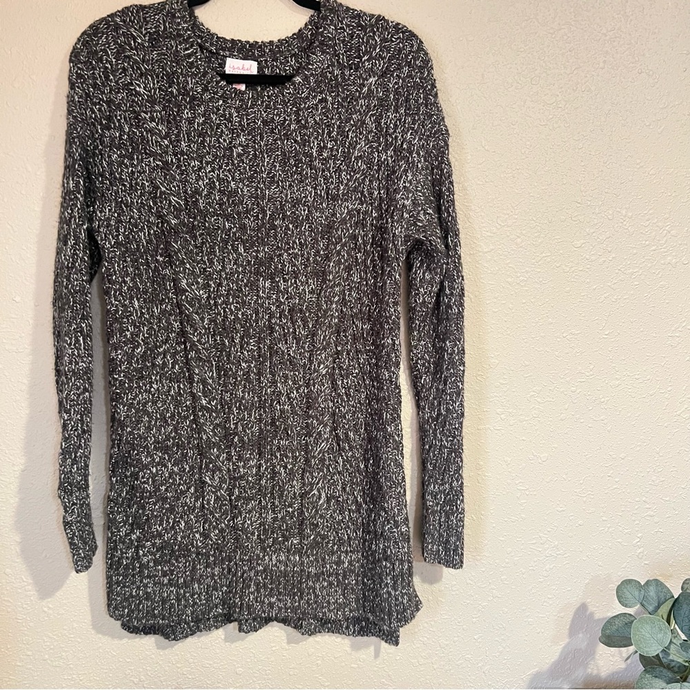 Isabel Maternity Gray Chunky Cable Knot Sweater, casual, cozy, warm, stretchy